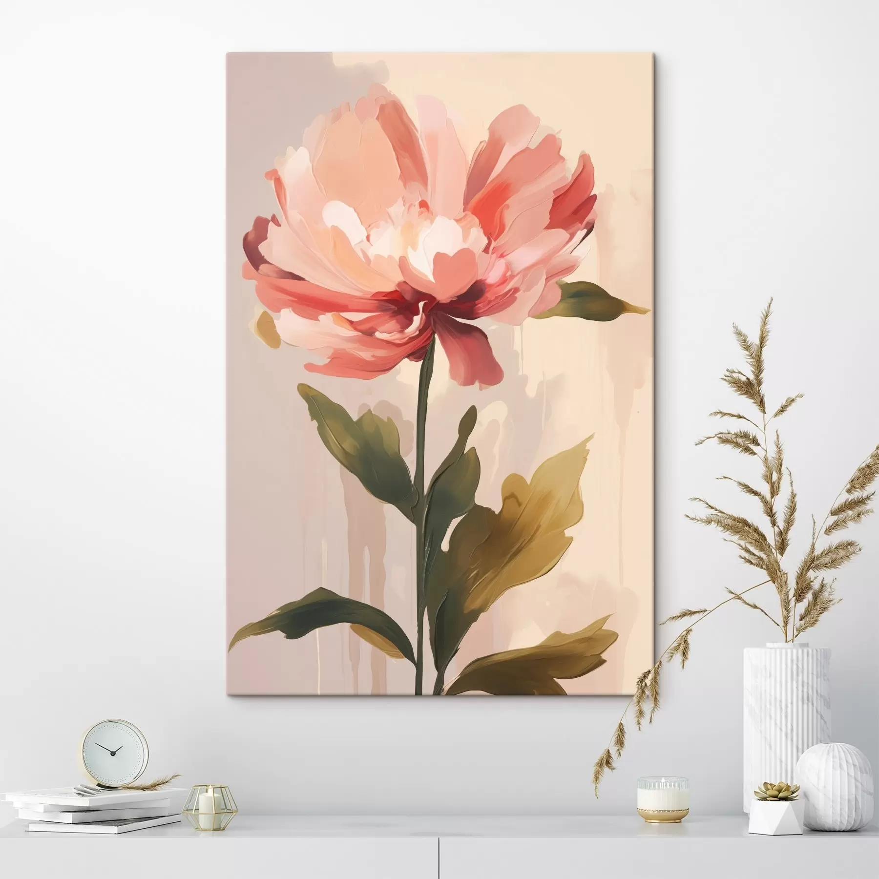 Obraz Piwonia o koralowo-różowych płatkach w stylu ilustracji sztuki nowoczesnej s46948