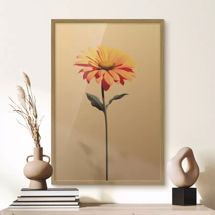 Fototapeta Kwiat gerbery na jednolitym tle z delikatnym oświetleniem w stylu minimalistycznym f46928