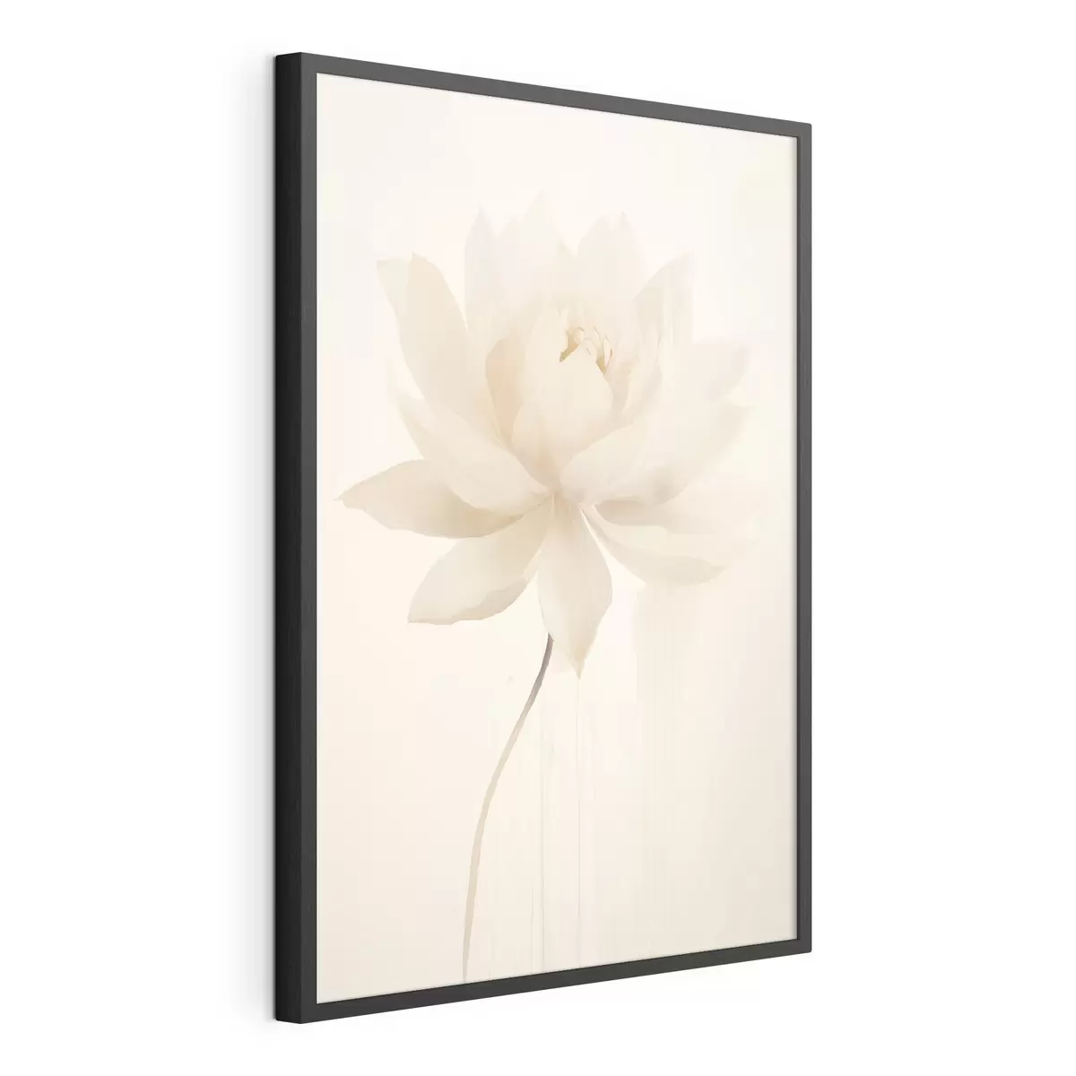 Plakat Delikatny biały lotos na jasnym tle w minimalistycznym stylu f46936