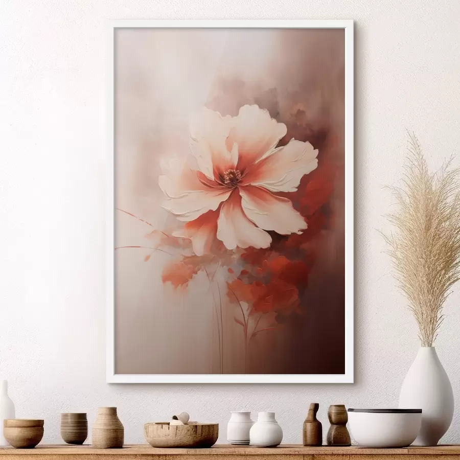 Fototapeta Delikatny biały kwiat koralowca na zamazanym tle w stylu malarstwa olejnego f46938