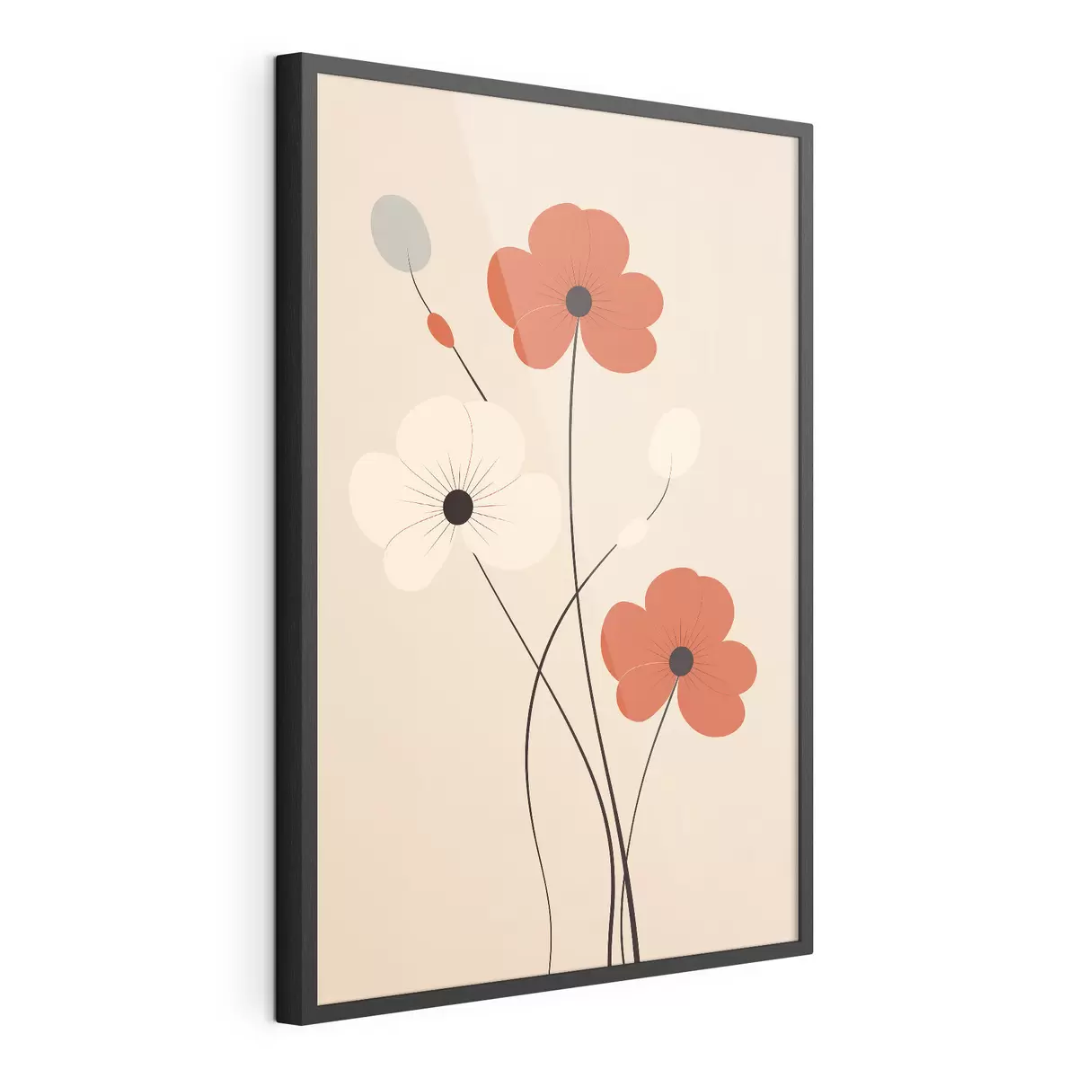 Plakat Abstrakcyjna kompozycja z cienkimi łodygami i prostymi kształtami w minimalistycznym stylu f46943