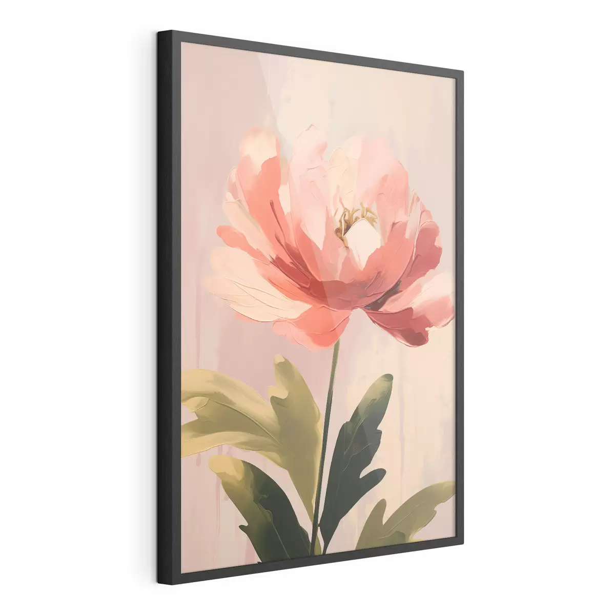 Plakat Bujna piwonia na pastelowym tle w stylu ilustracji sztuki współczesnej f46949