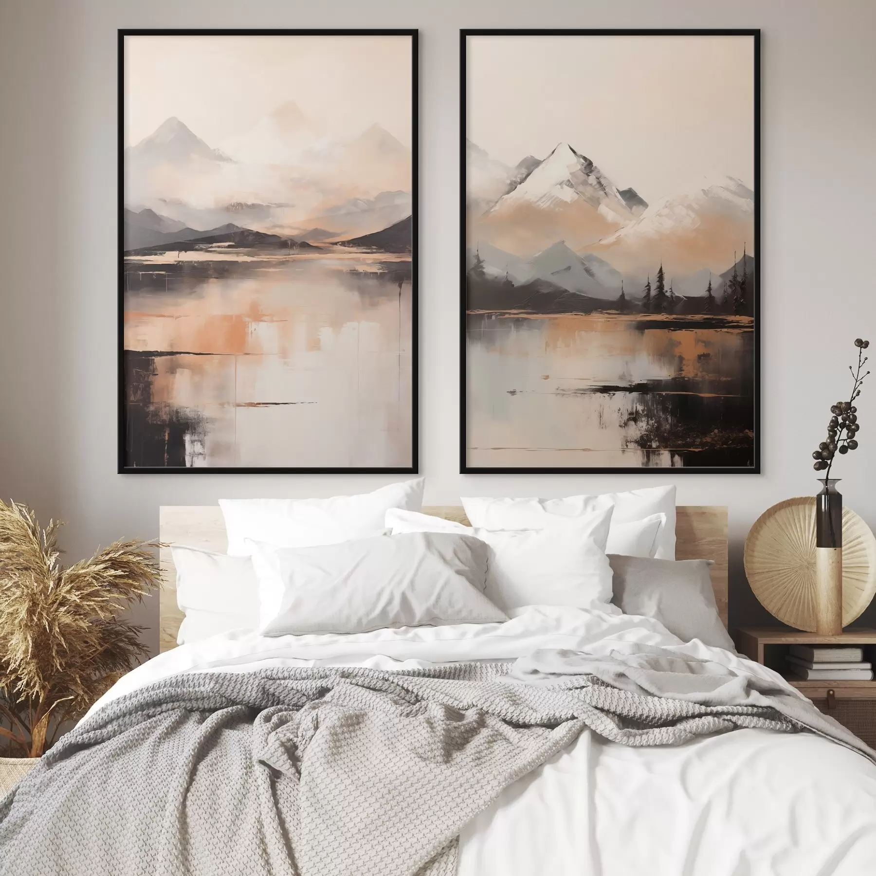 Fototapeta Obraz przedstawiający krajobraz z teksturą gór i jeziora d00831