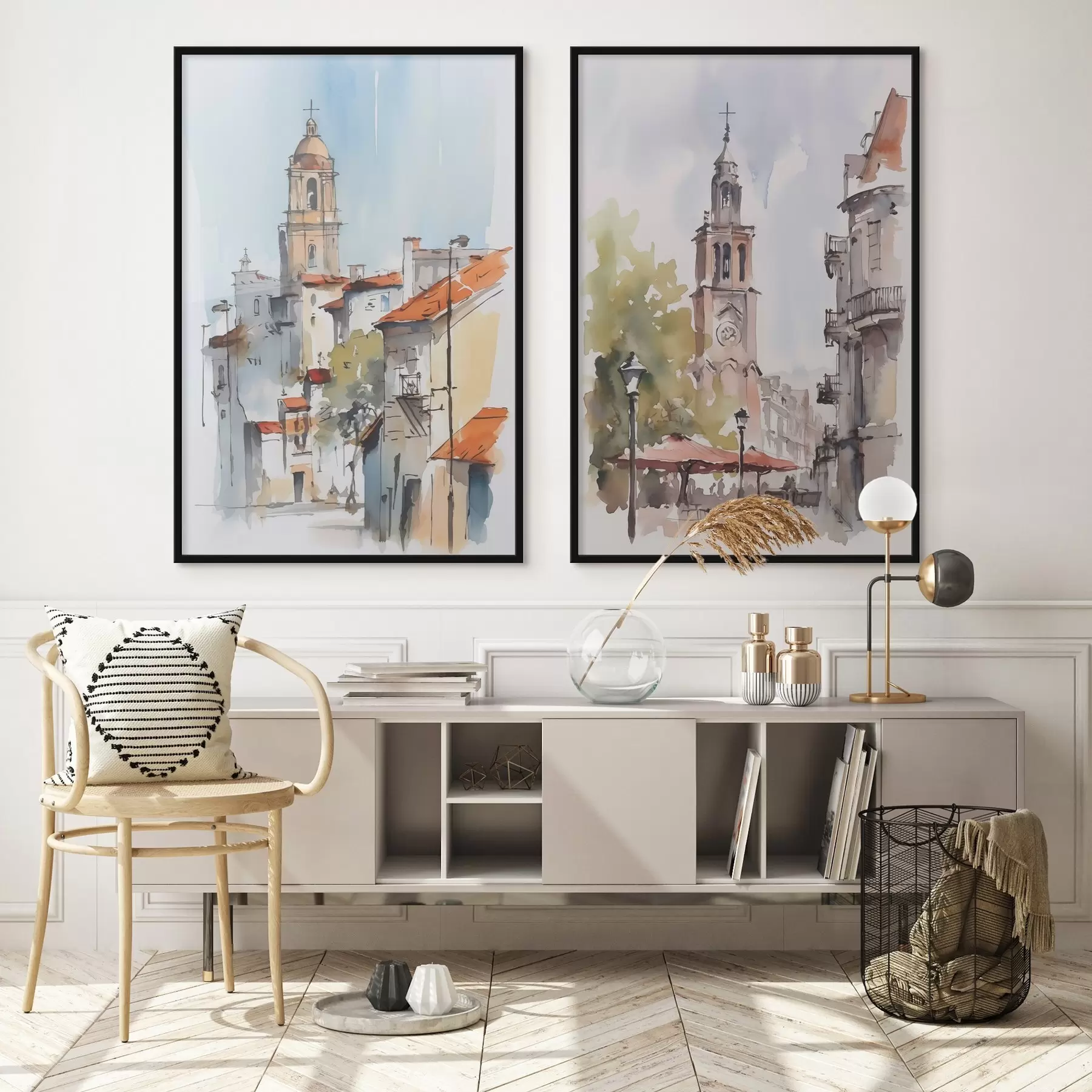 Fototapeta Akwarela imitująca pejzaż miejski d00832