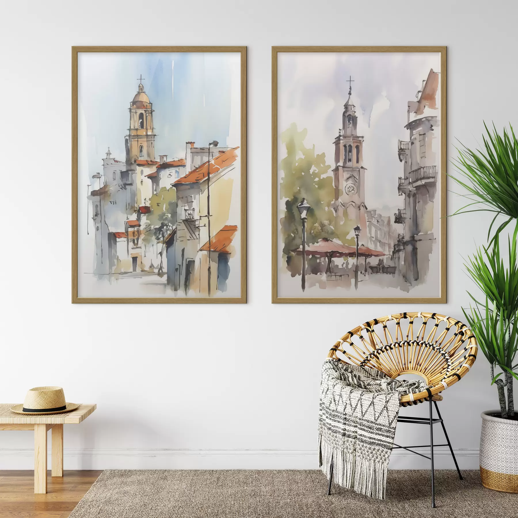 Fototapeta Akwarela imitująca pejzaż miejski d00832