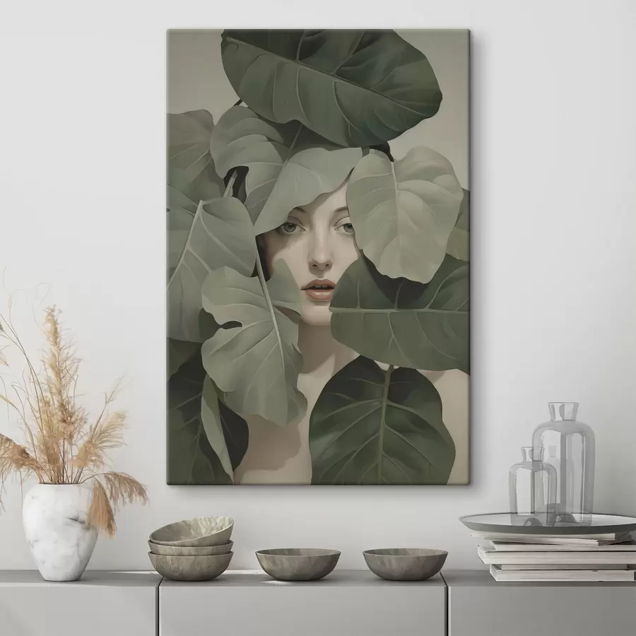 Obraz Portret dziewczyny wśród liści s47331