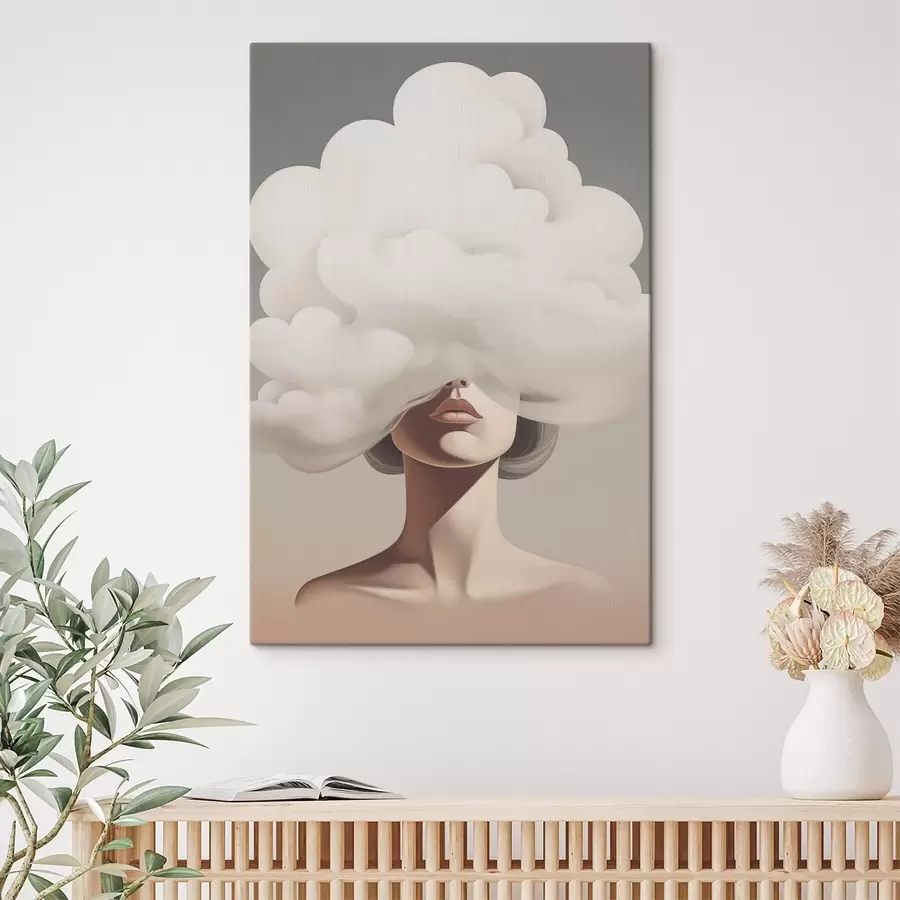 Obraz Twarz dziewczyny zasłania chmura. s47337