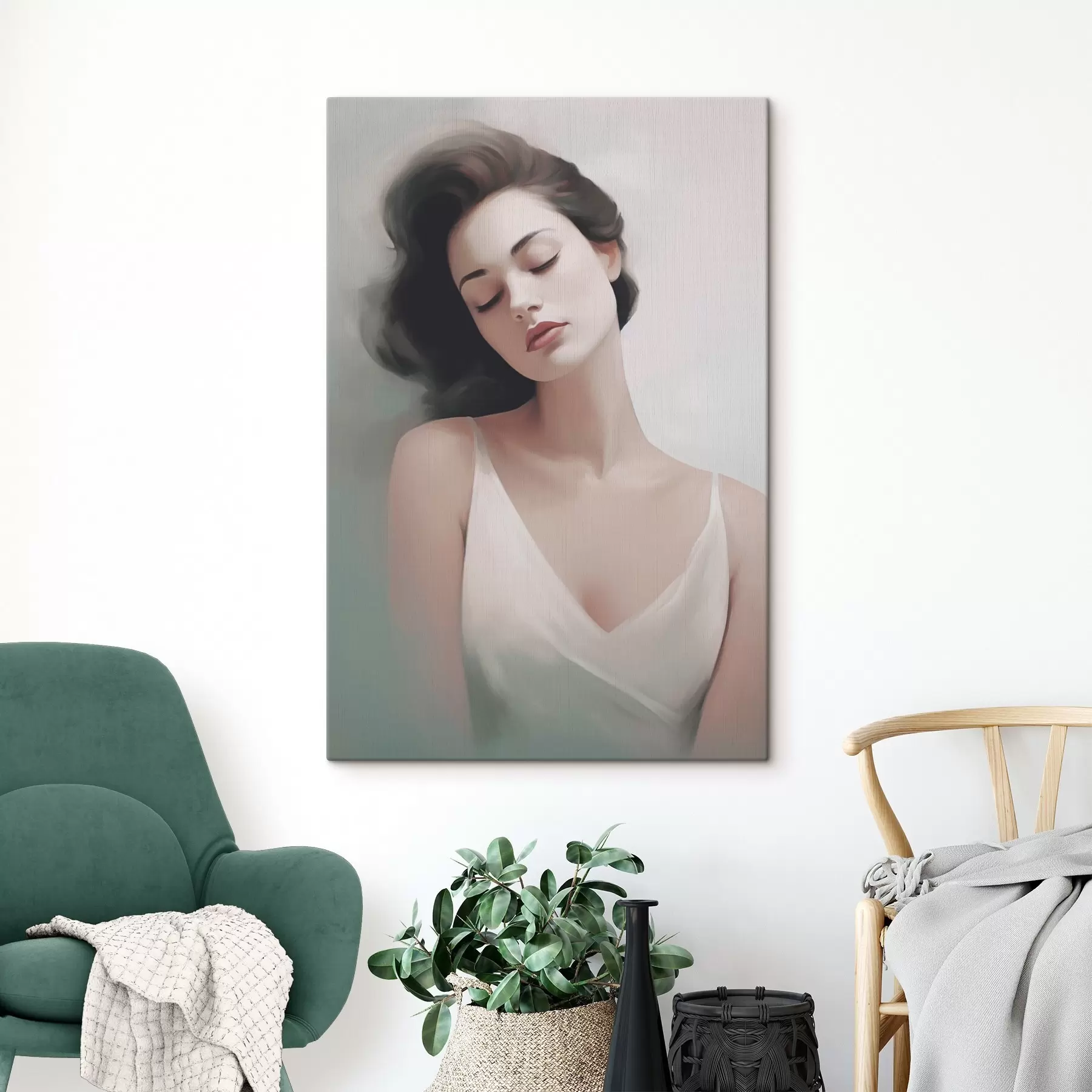 Obraz Portret dziewczyny z zamkniętymi oczami s47342