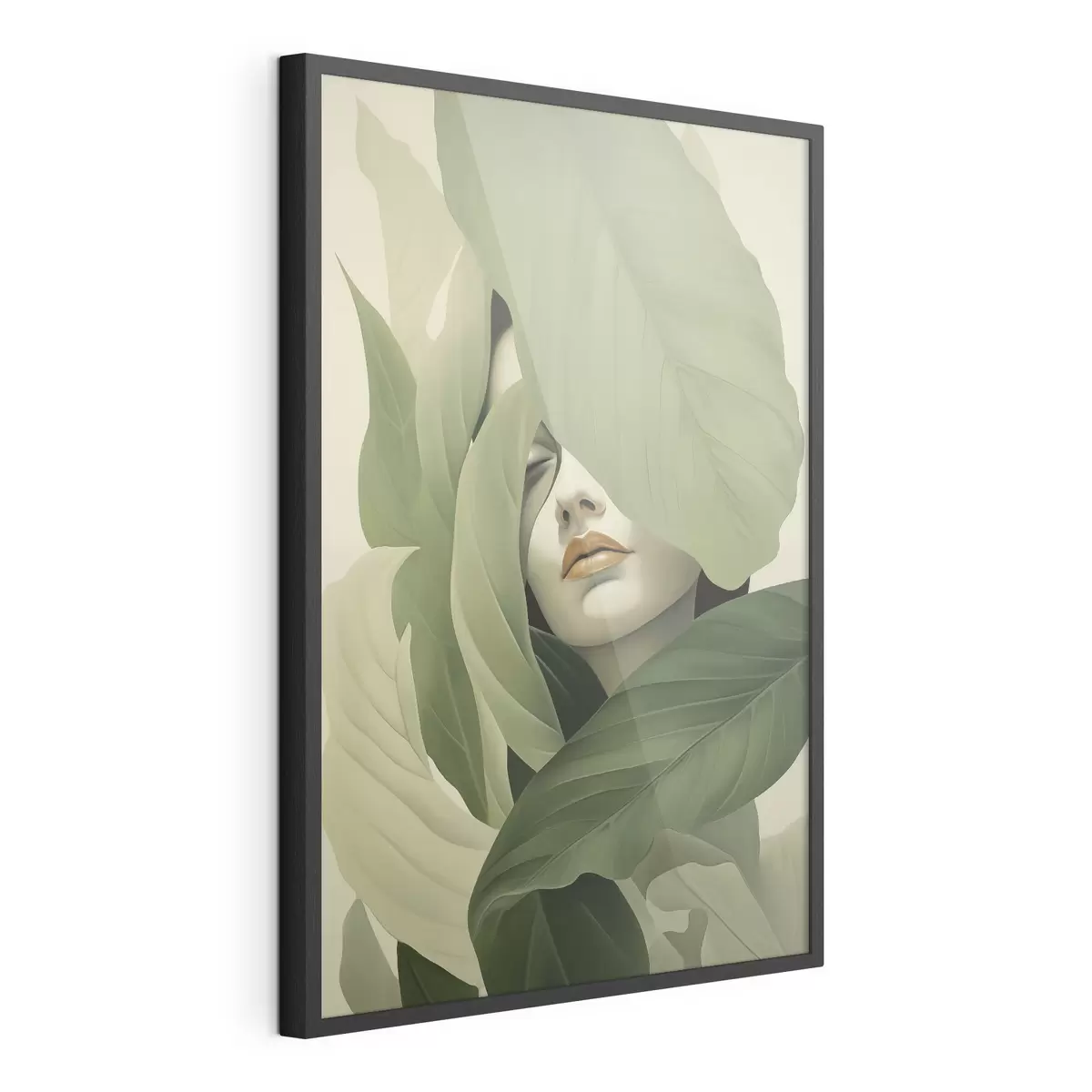 Plakat Surrealistyczny portret dziewczyny wśród liści f47332