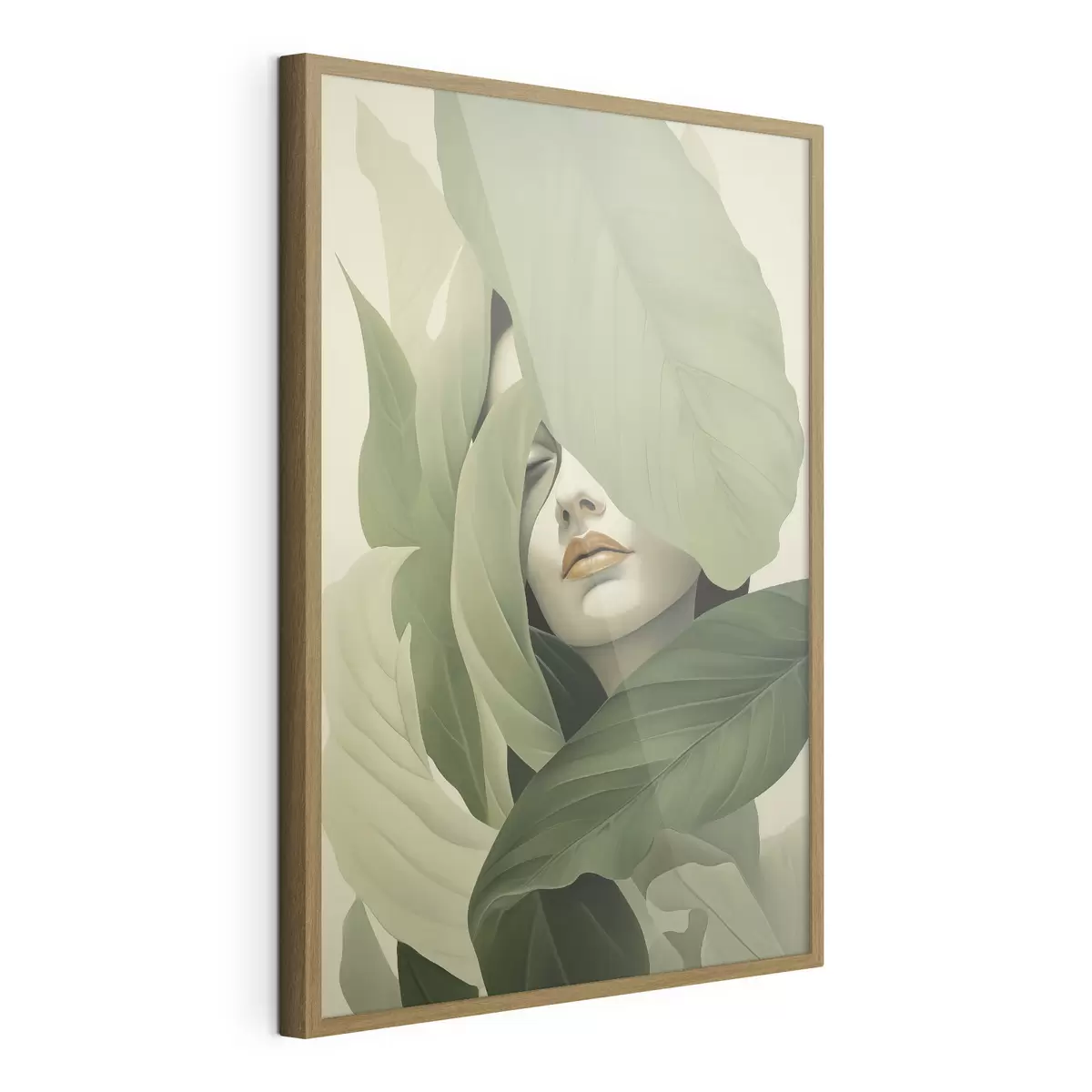 Plakat Surrealistyczny portret dziewczyny wśród liści f47332