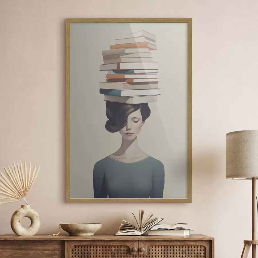 Fototapeta Surrealistyczny portret dziewczyny z książkami f47334