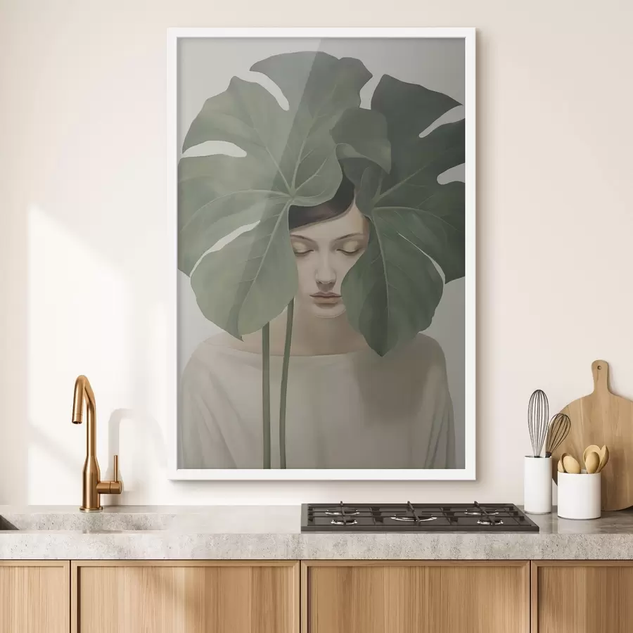 Fototapeta Dziewczyna z tropikalnymi liśćmi f47335