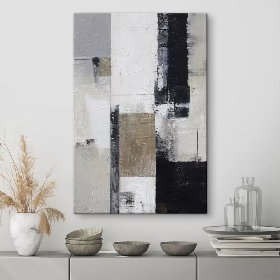 Obraz współczesna abstrakcja w kontrastujących kolorach s47133