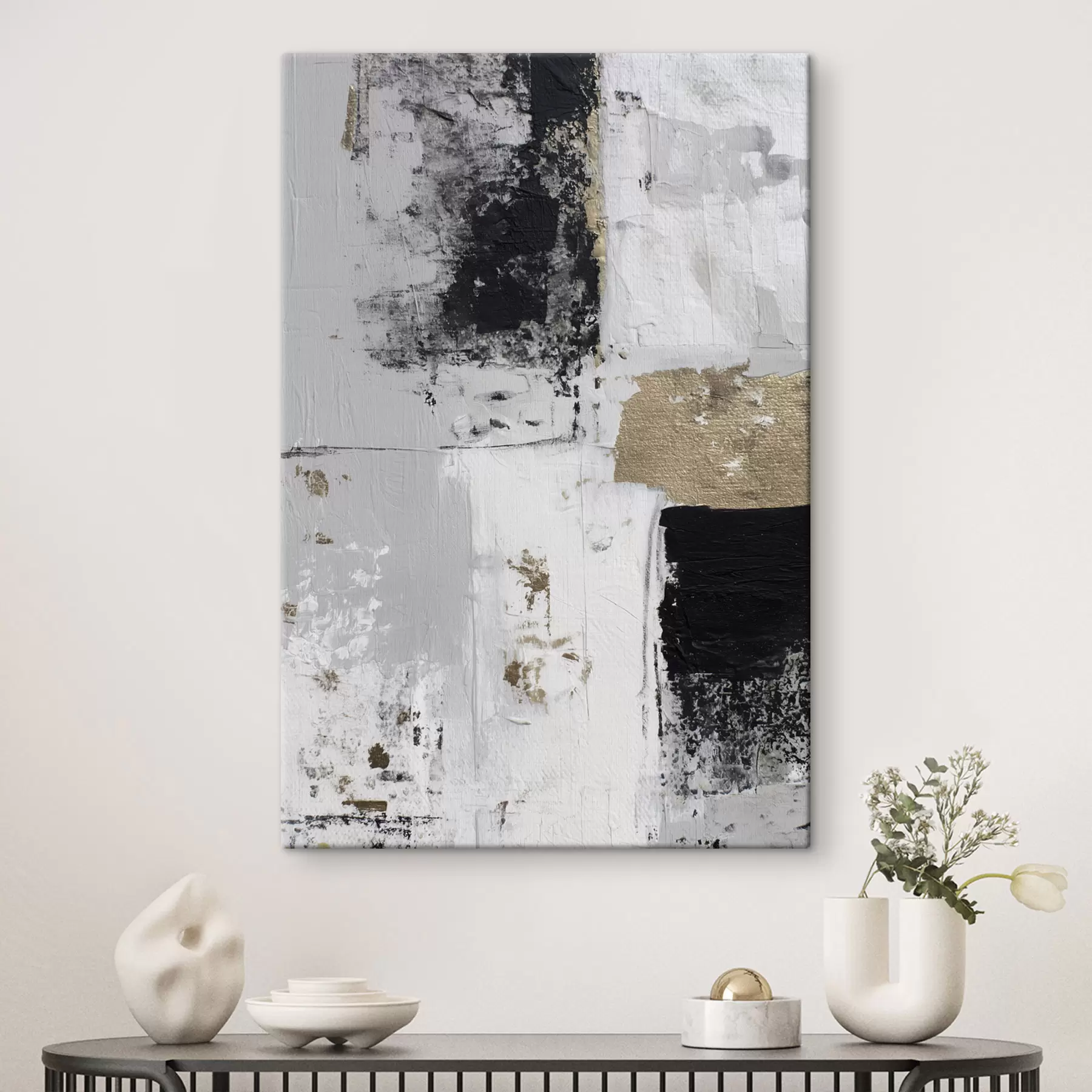 Obraz współczesna abstrakcja w kontrastujących kolorach s47134