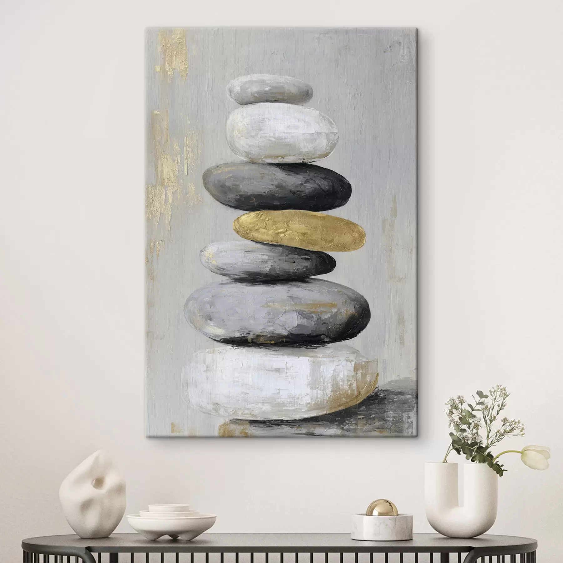 Obraz duże kamienie w stylu malarskim s47236