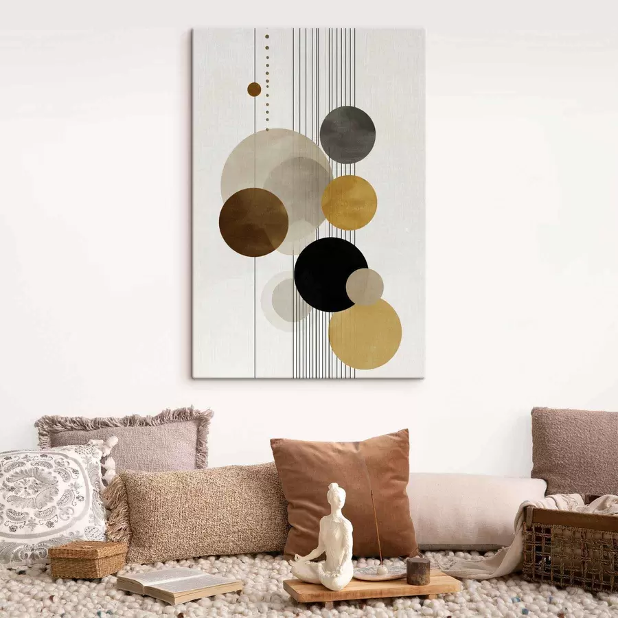 Obraz abstrakcja z okręgami i liniami w ciepłych kolorach s47237