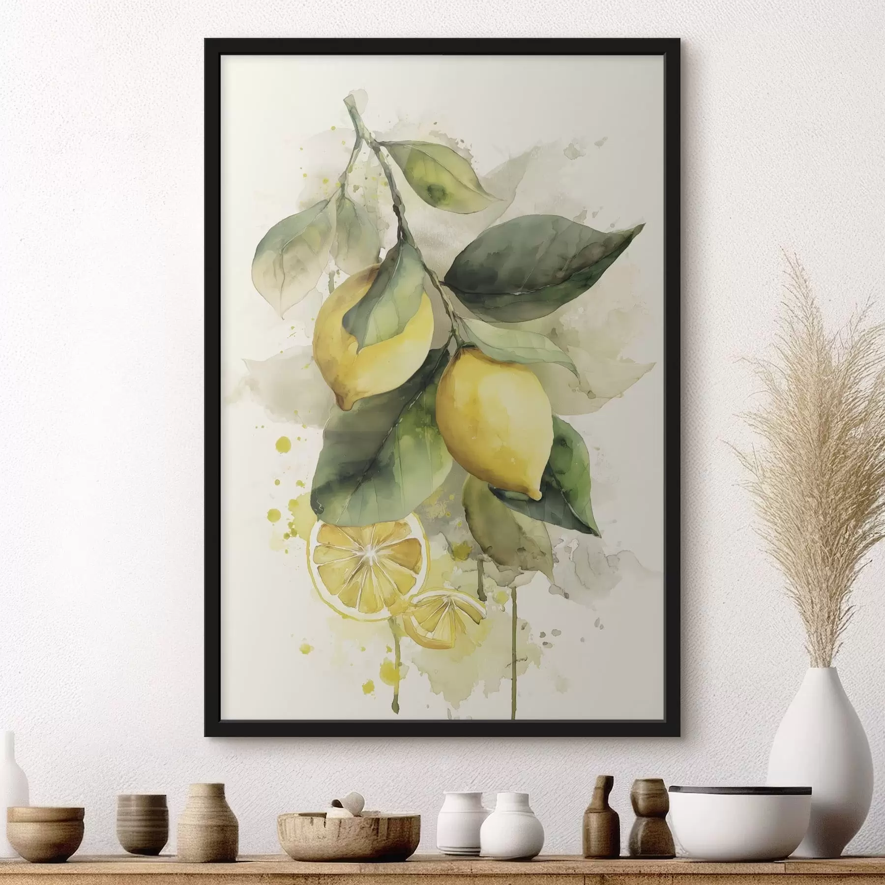 Fototapeta gałąź w stylu akwareli z cytrynami f47123