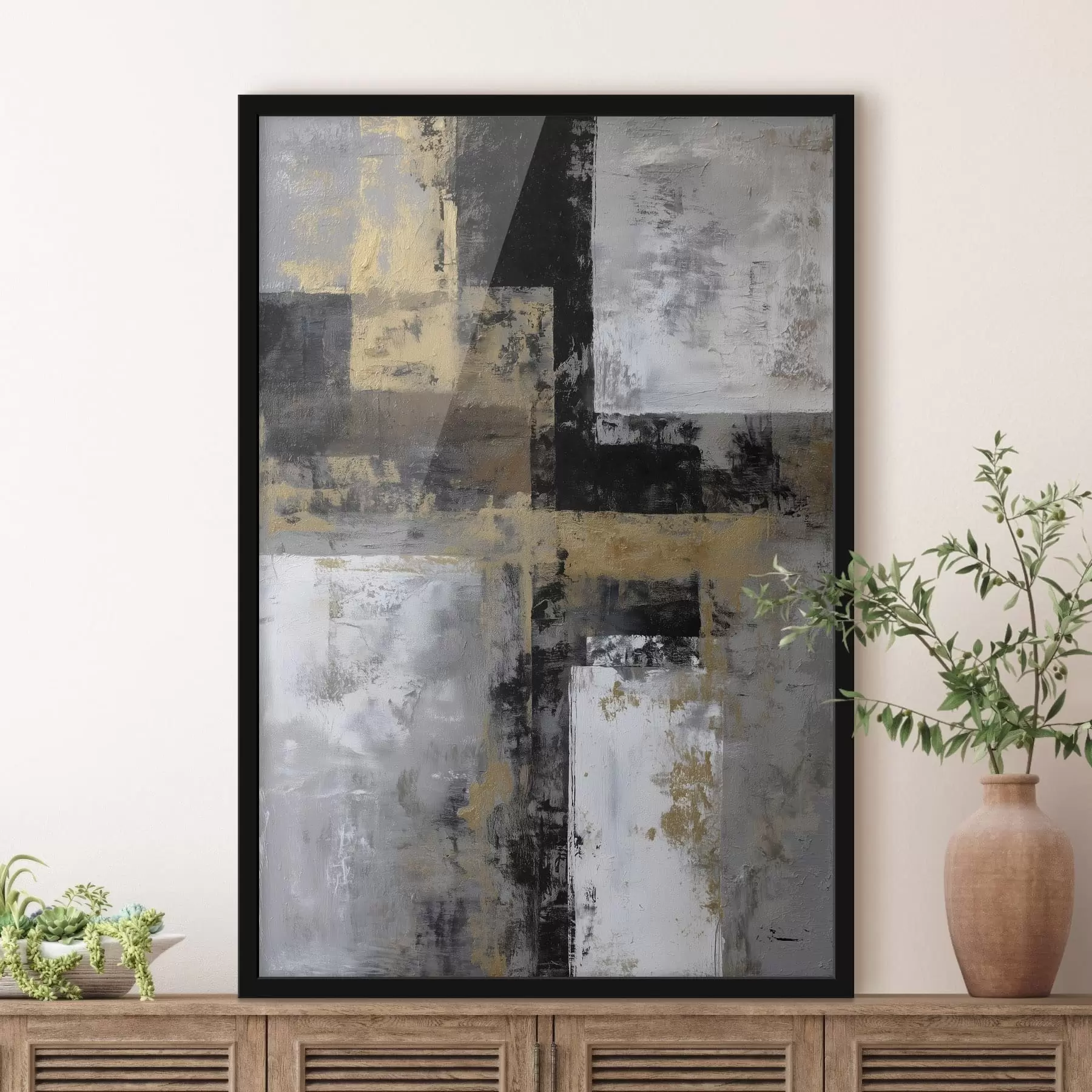 Fototapeta współczesna abstrakcja teksturalna w odcieniach czerni, szarości i bieli f47139