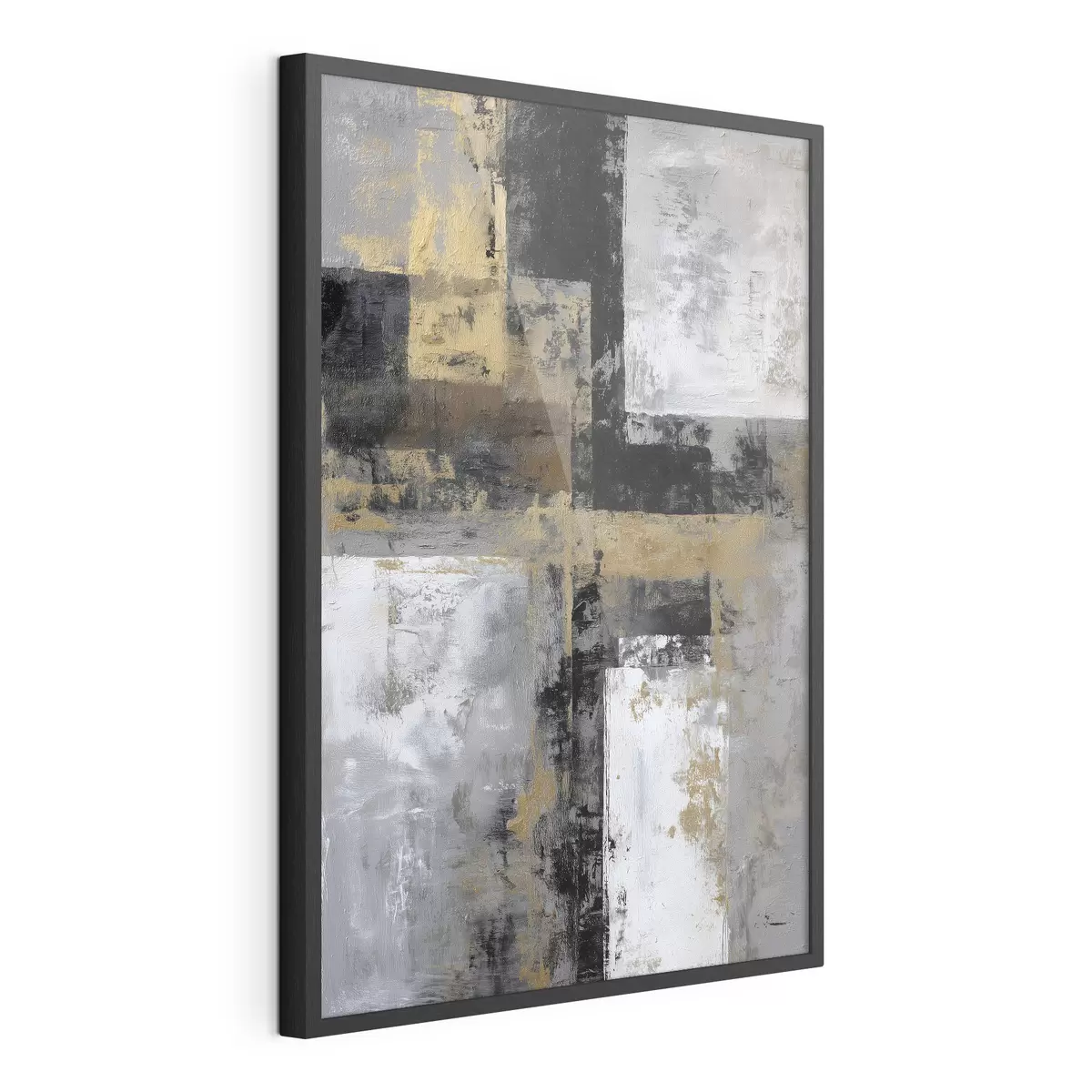 Plakat współczesna abstrakcja teksturalna w odcieniach czerni, szarości i bieli f47139