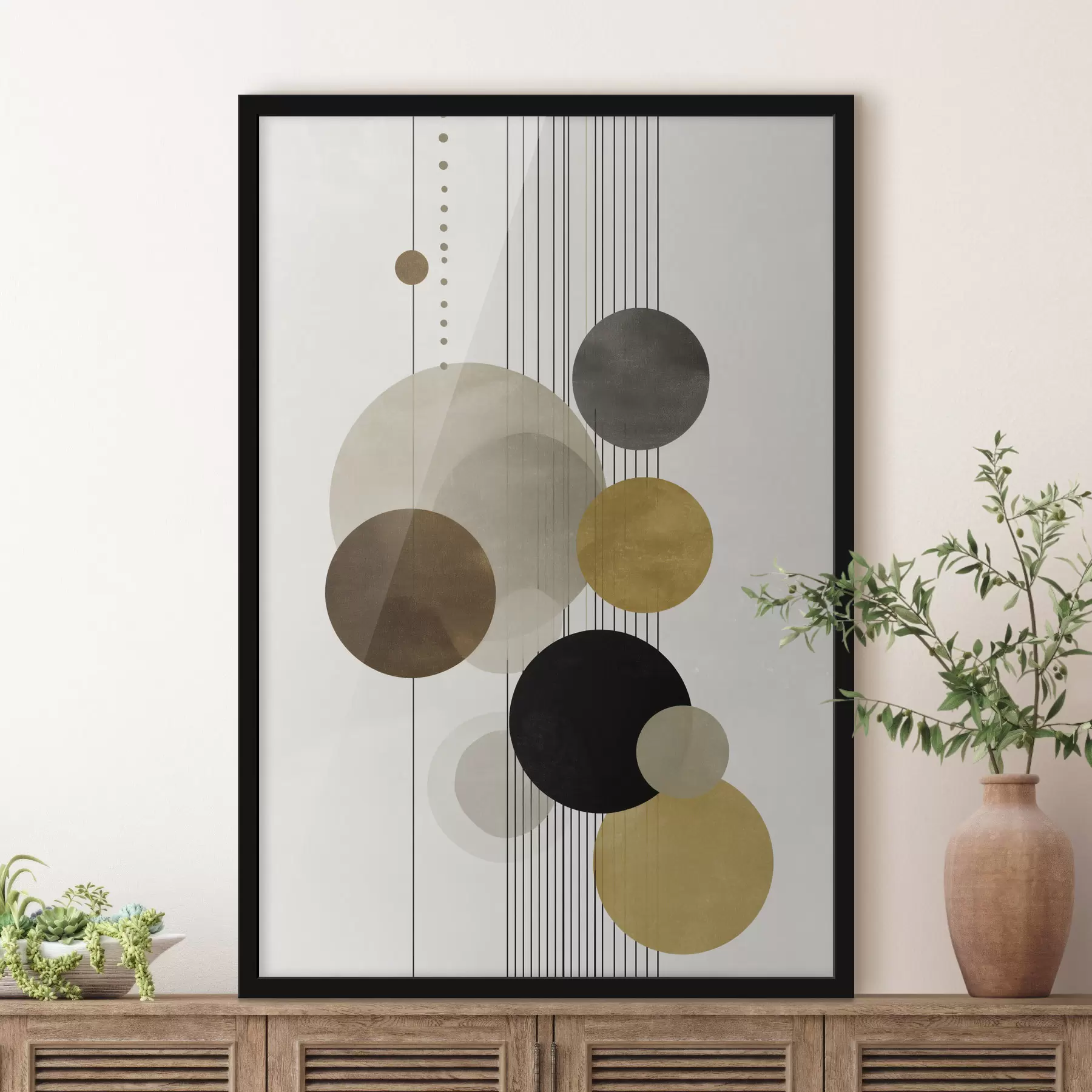 Fototapeta abstrakcja z okręgami i liniami w ciepłych kolorach f47237