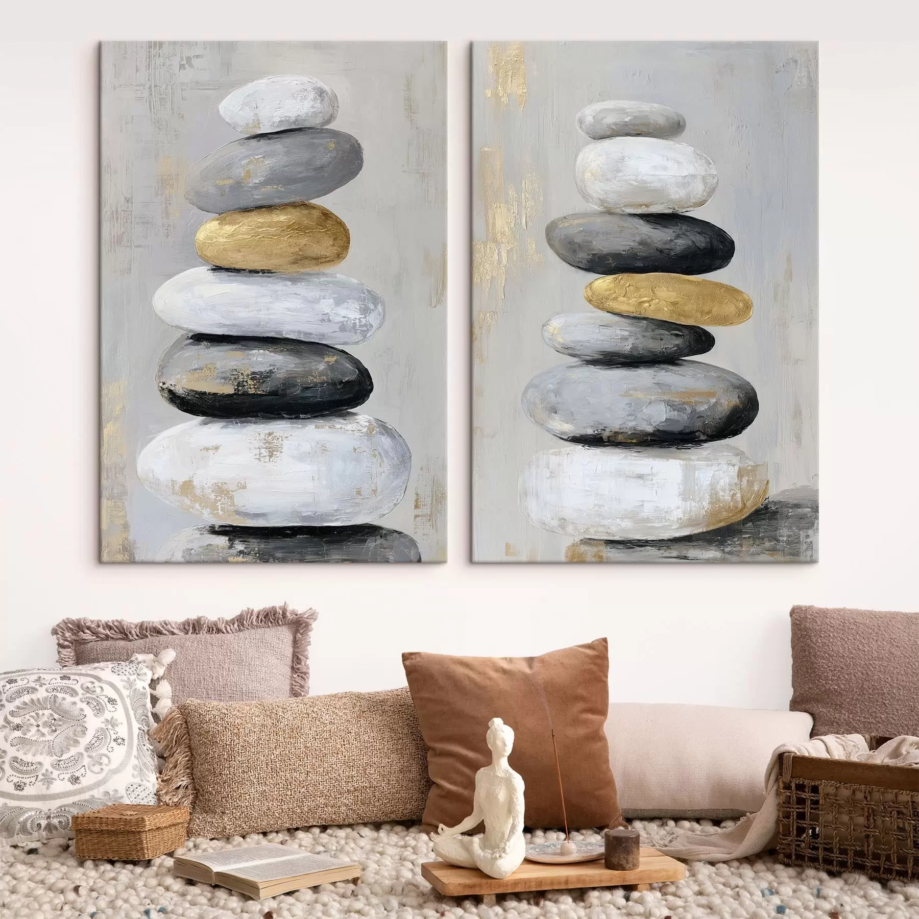 Obraz duże kamienie w stylu malarskim m01181