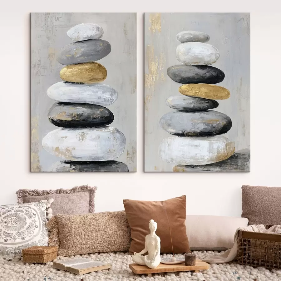 Obraz duże kamienie w stylu malarskim m01181
