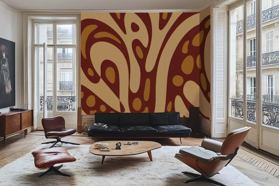 Fototapeta Abstrakcyjny wzór z brązowymi i beżowymi kształtami w05071v2