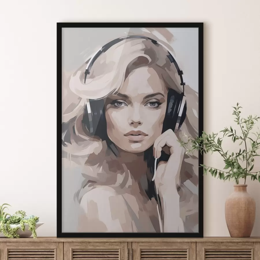 Fototapeta Portret dziewczyny w słuchawkach f47410