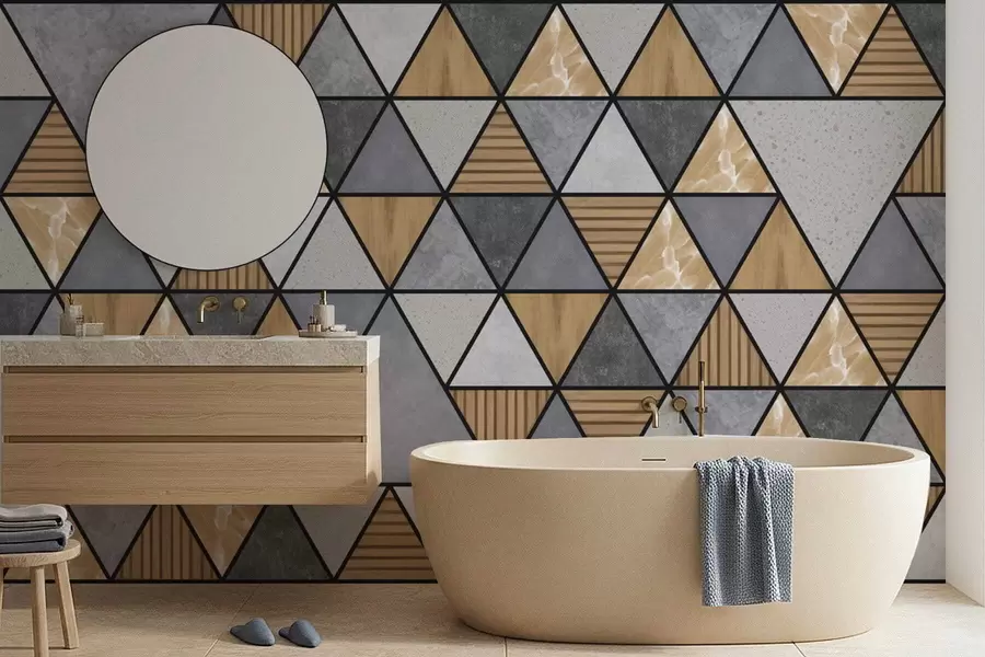 Fototapeta Trójkątna ozdoba w neutralnych i ciepłych kolorach w05096v1