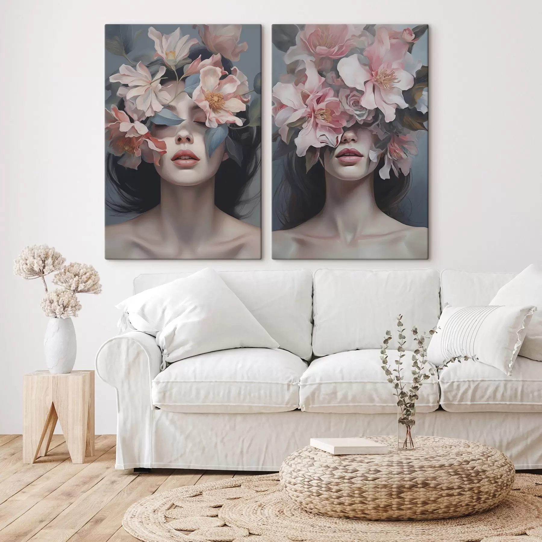 Obraz Abstrakcyjny portret kobiety z kwiatami m01221