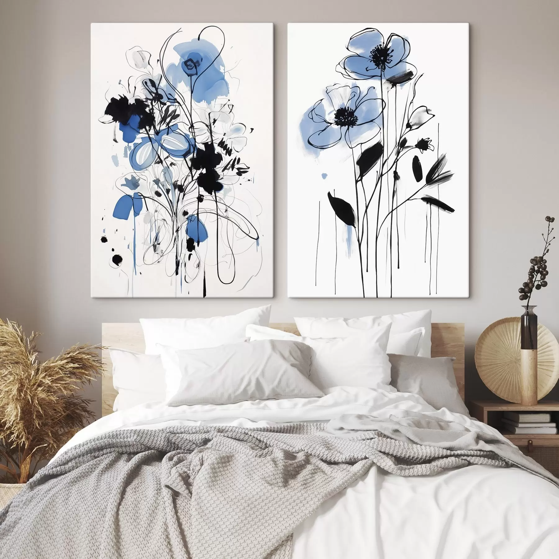 Obraz Abstrakcja z plamami i kwiatami m01222