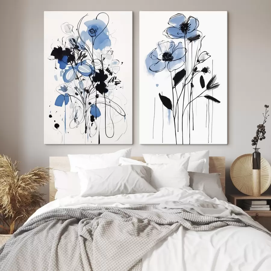 Obraz Abstrakcja z plamami i kwiatami m01222