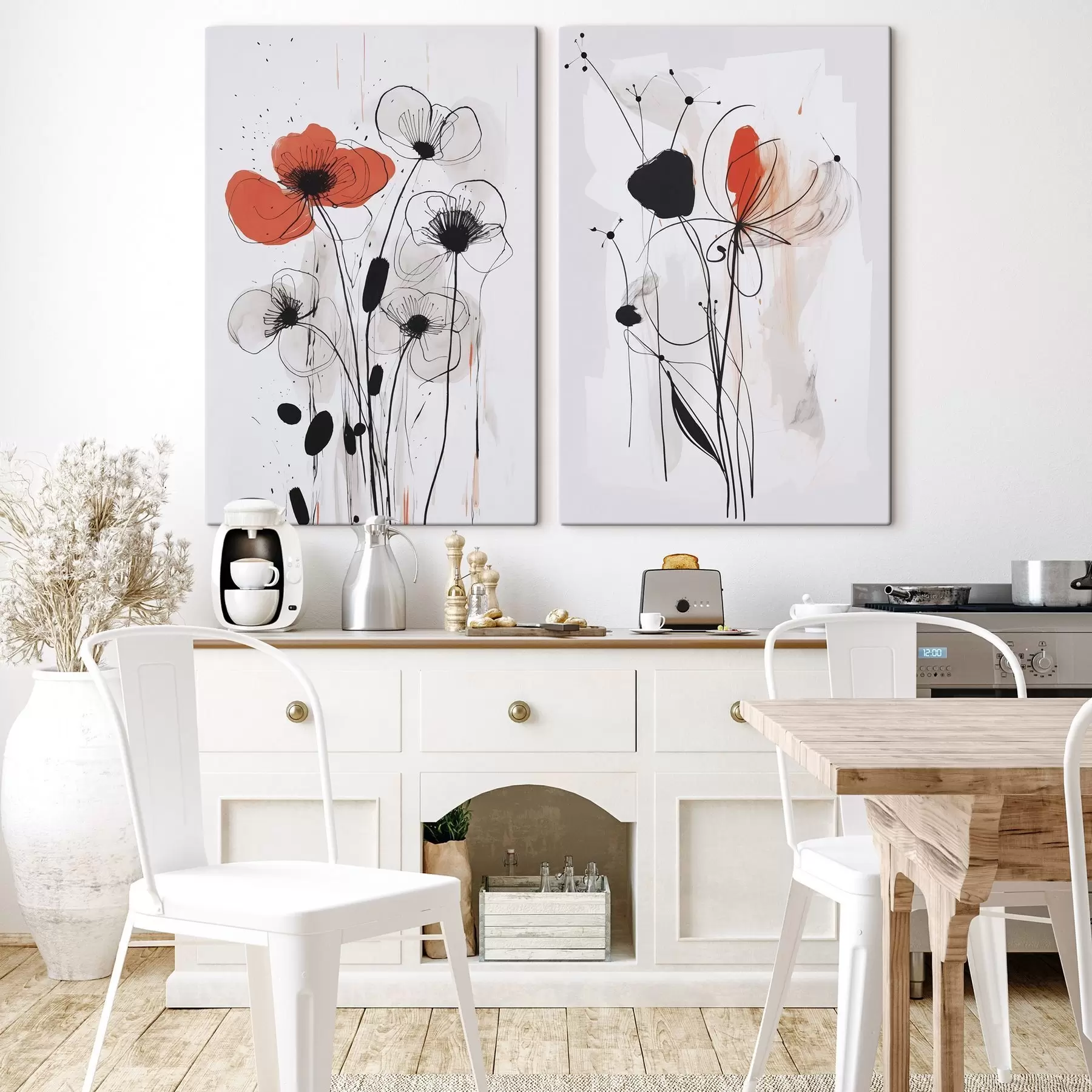 Obraz Abstrakcyjne kwiaty imitujące rysunek m01227