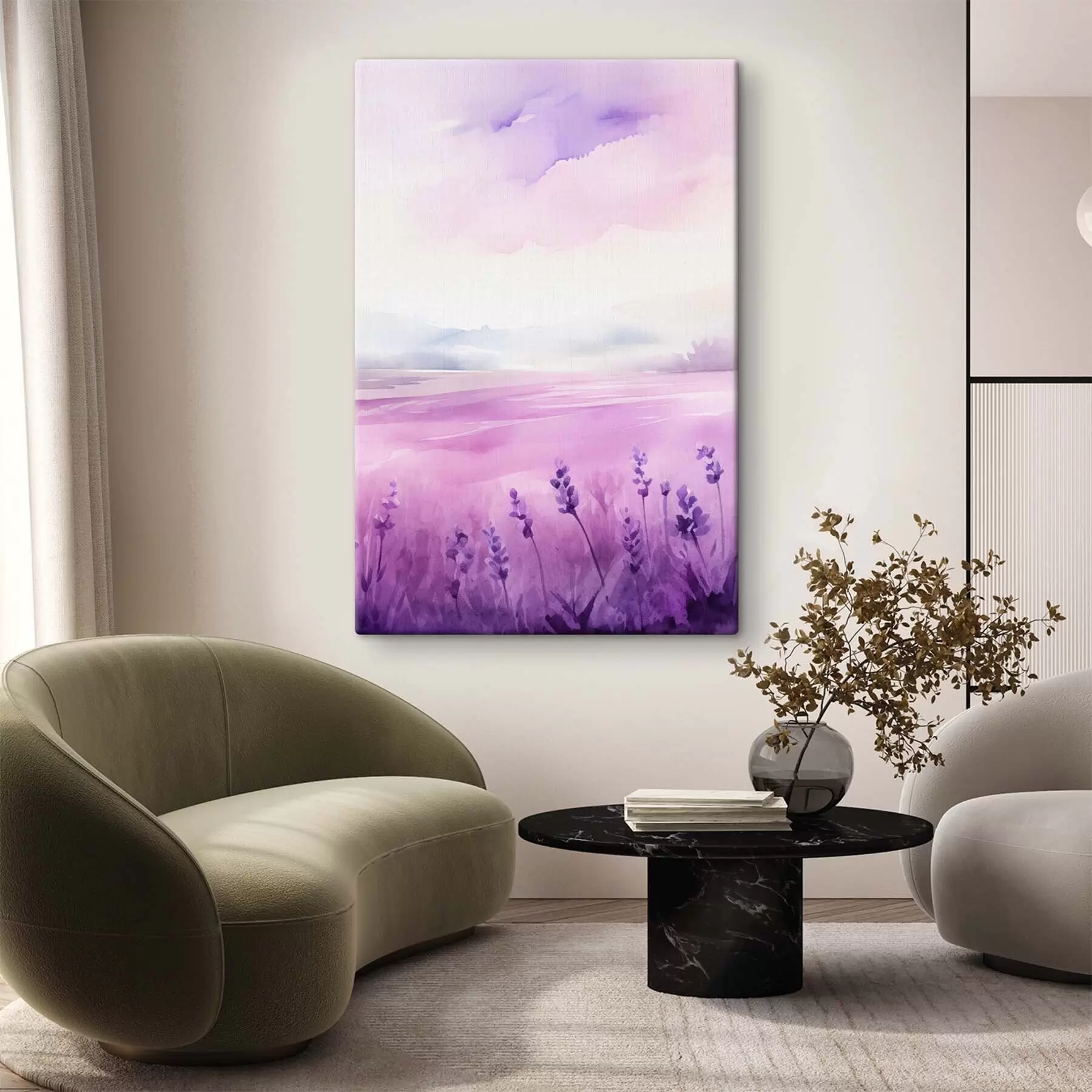 Obraz Pole lawendy, imitacja akwareli s47109