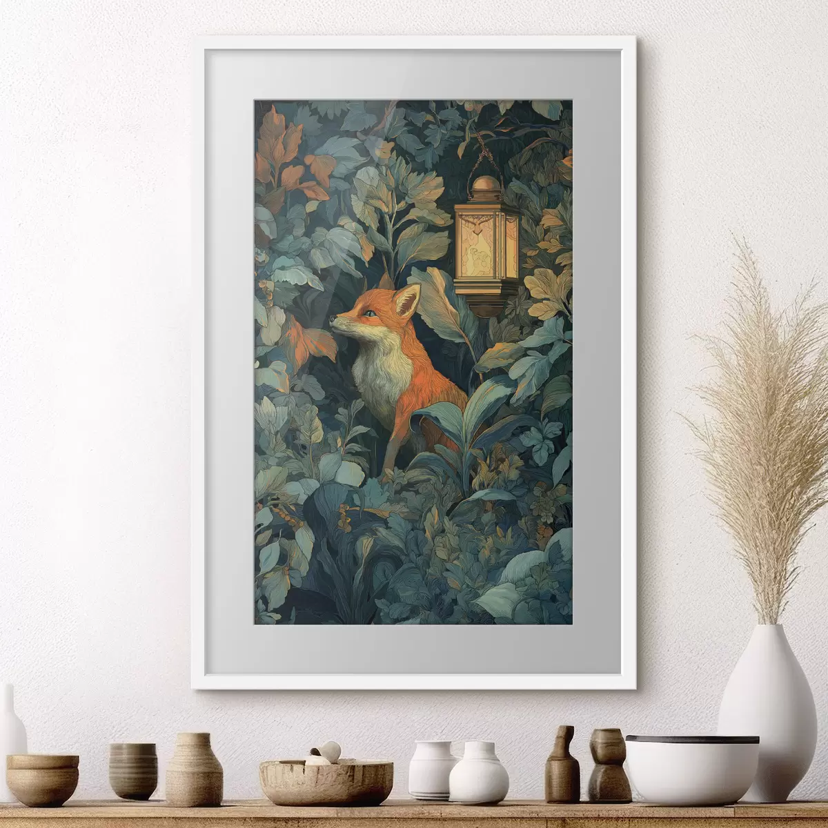 Plakat Śliczny lis w krzakach f47107