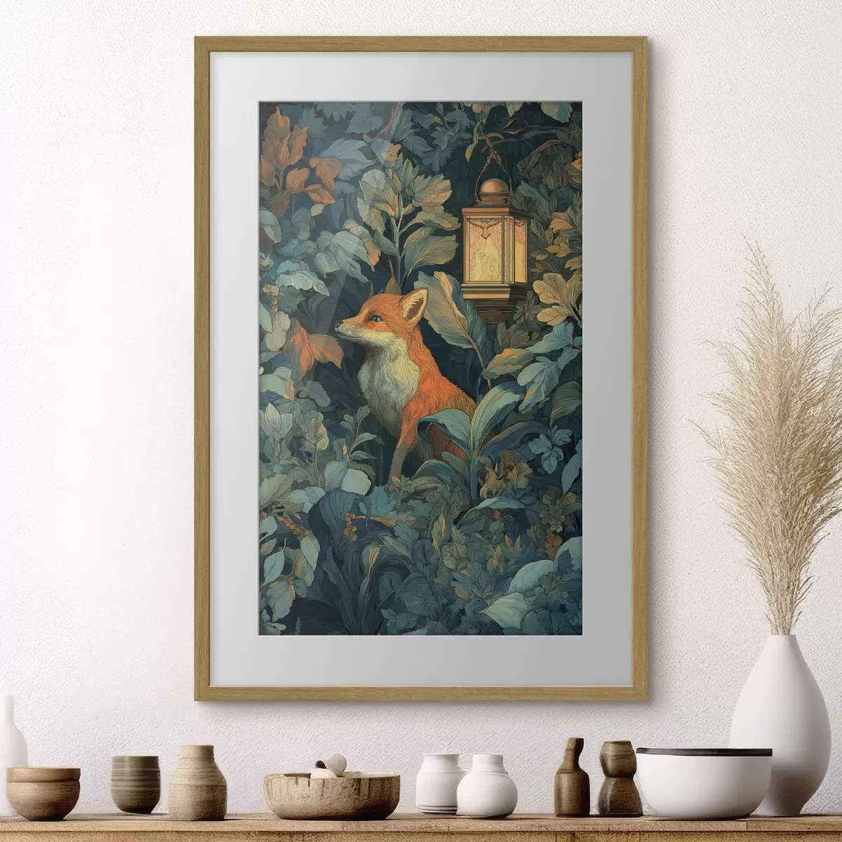 Plakat Śliczny lis w krzakach f47107