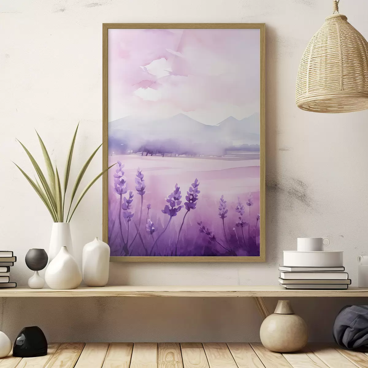 Plakat Kwiaty lawendy, imitacja akwareli f47108