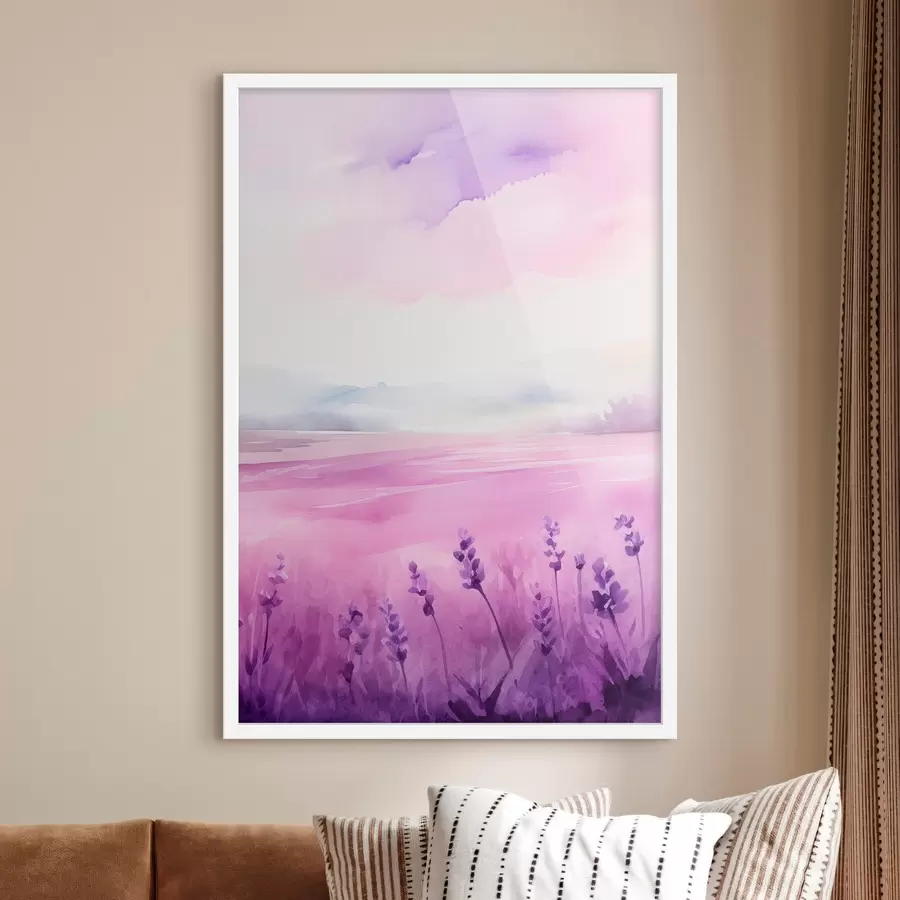 Fototapeta Pole lawendy, imitacja akwareli f47109