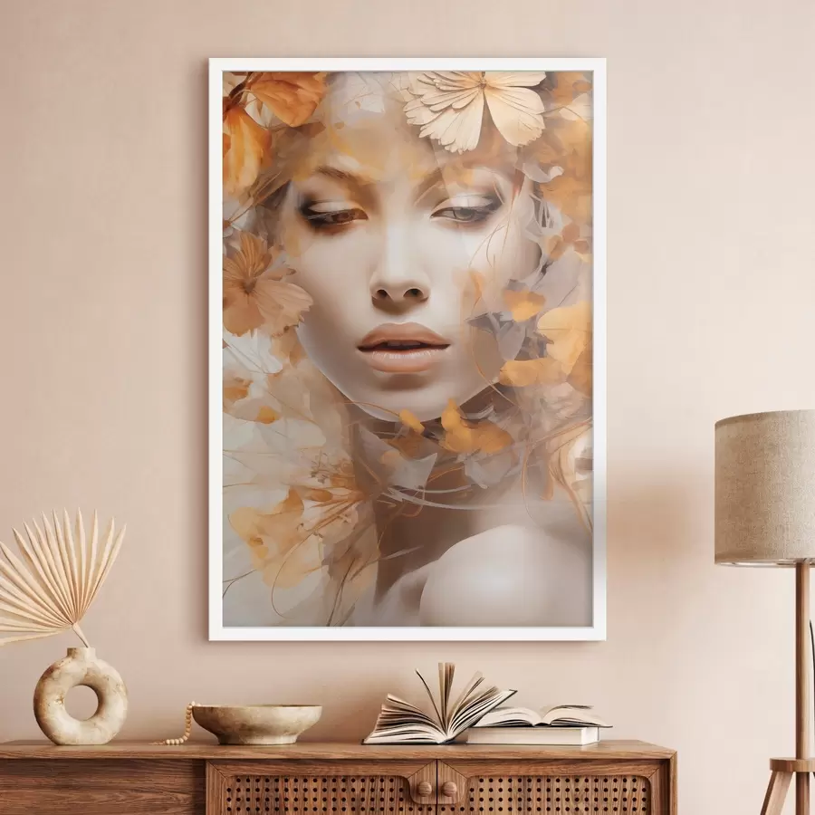 Fototapeta Ludzie, dziewczyna i kwiaty, imitacja rzeźby f47112