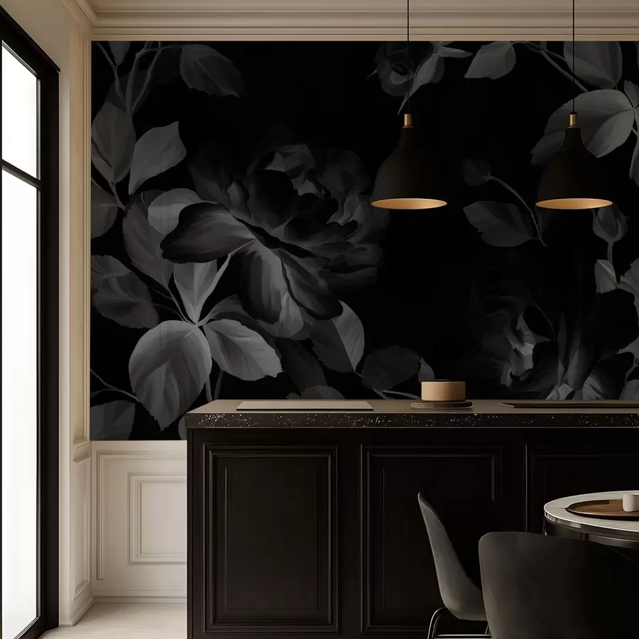 Fototapeta czarno-białe malownicze róże w stylu obrazu olejnego  w04873v1