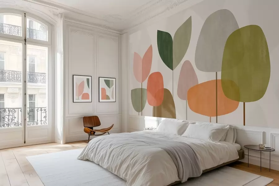 Fototapeta abstrakcyjne drzewa w stylu naiwnym w05059