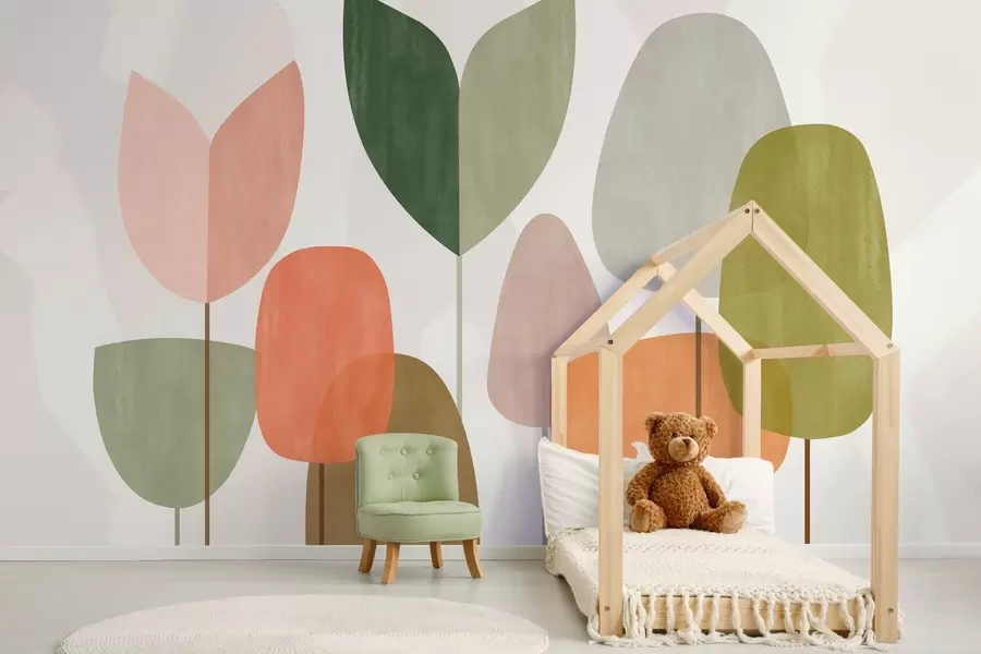 Fototapeta abstrakcyjne drzewa w stylu naiwnym w05059