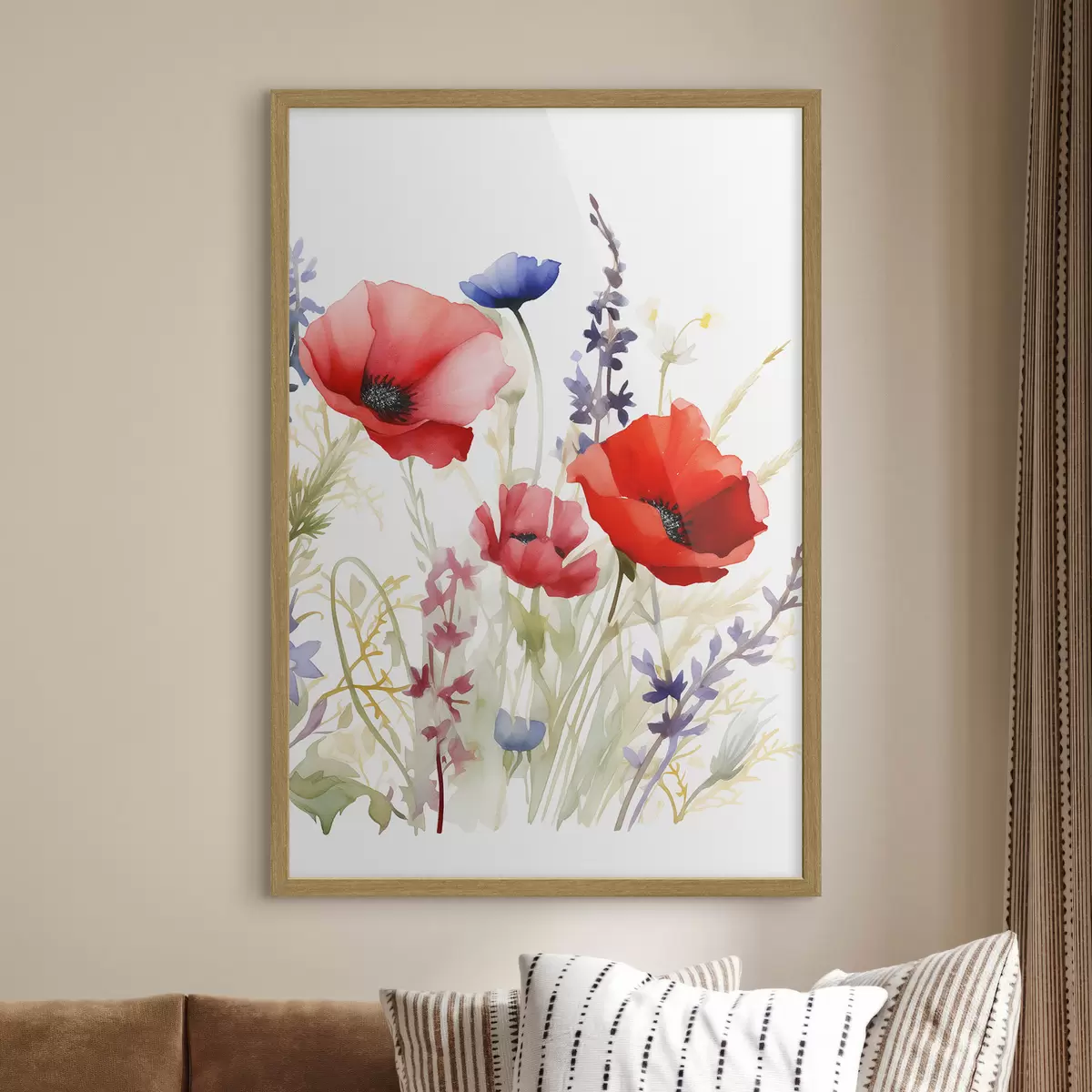Plakat Kwiatostany maku, imitacja akwareli f46888