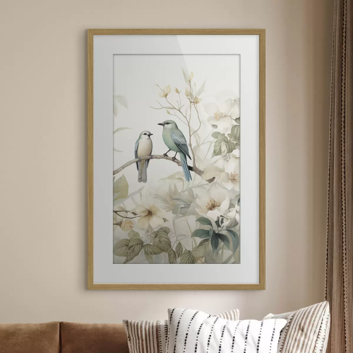 Plakat Dwa ptaki na gałęziach jaśminu f46896