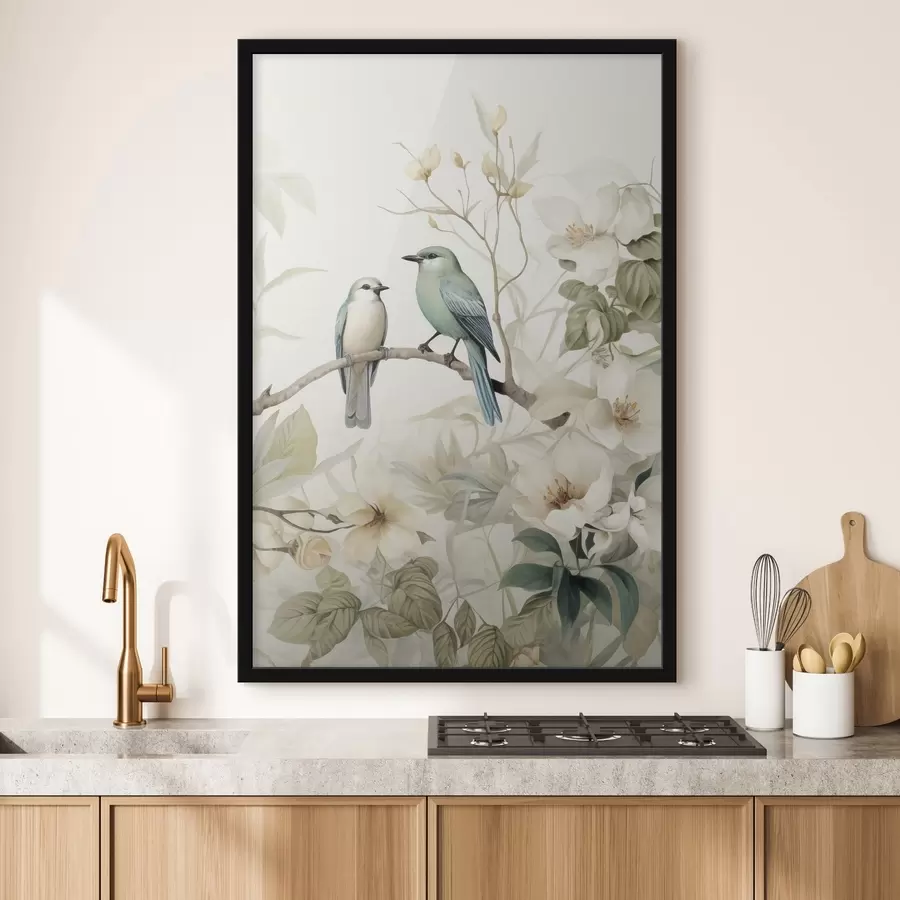 Fototapeta Dwa ptaki na gałęziach jaśminu f46896