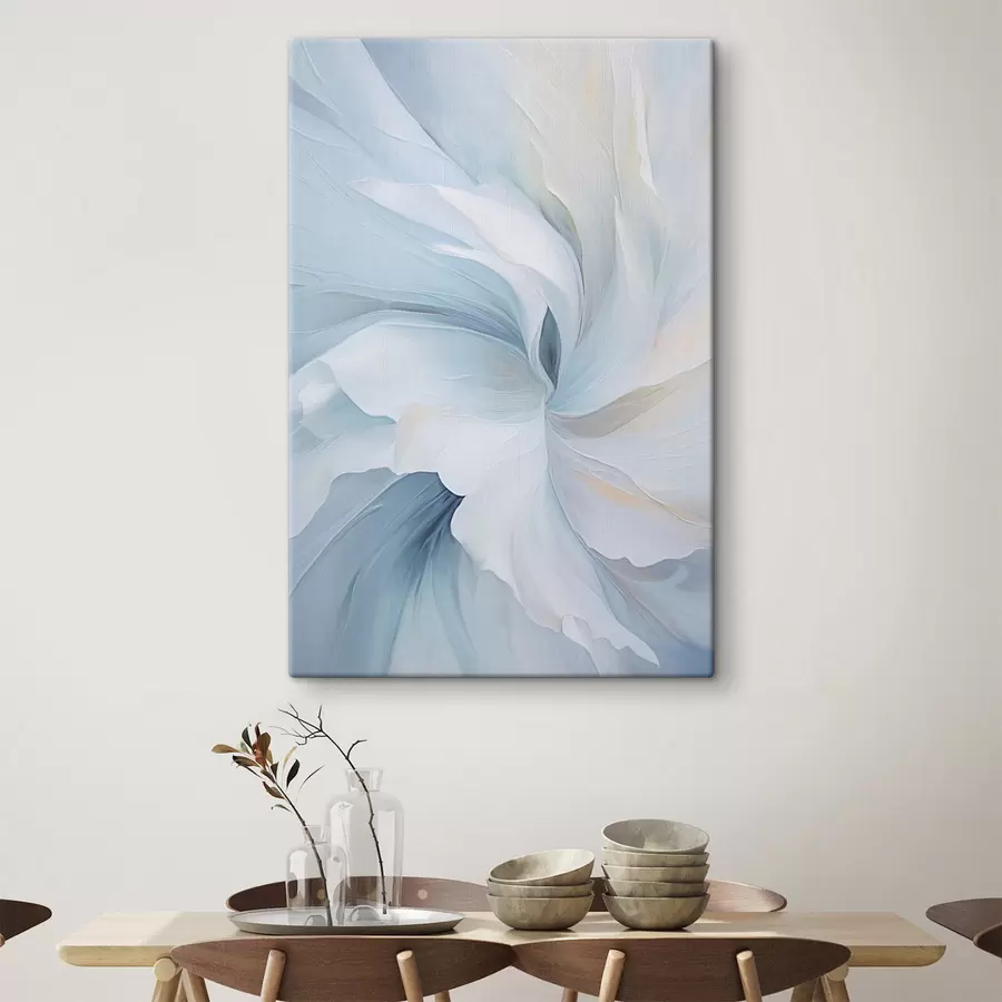 Obraz Abstrakcyjne, delikatne, półprzezroczyste płatki wirujące do wewnątrz przy delikatnym oświetleniu i malarskiej fakturze. s47437