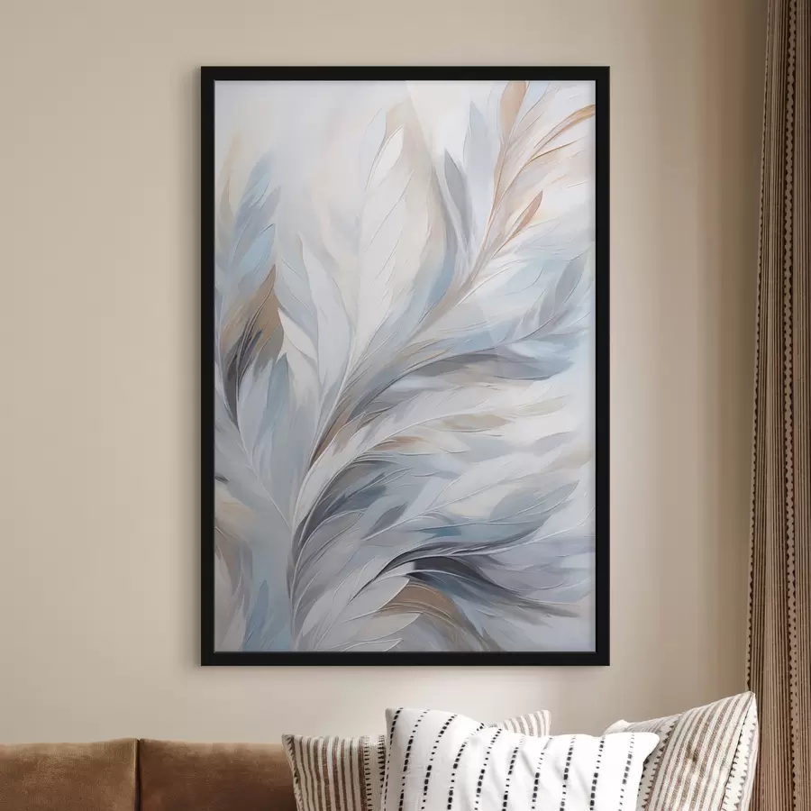 Fototapeta Delikatne jasnoniebieskie i brązowe pióra o miękkiej, eterycznej fakturze na białym tle. f47416