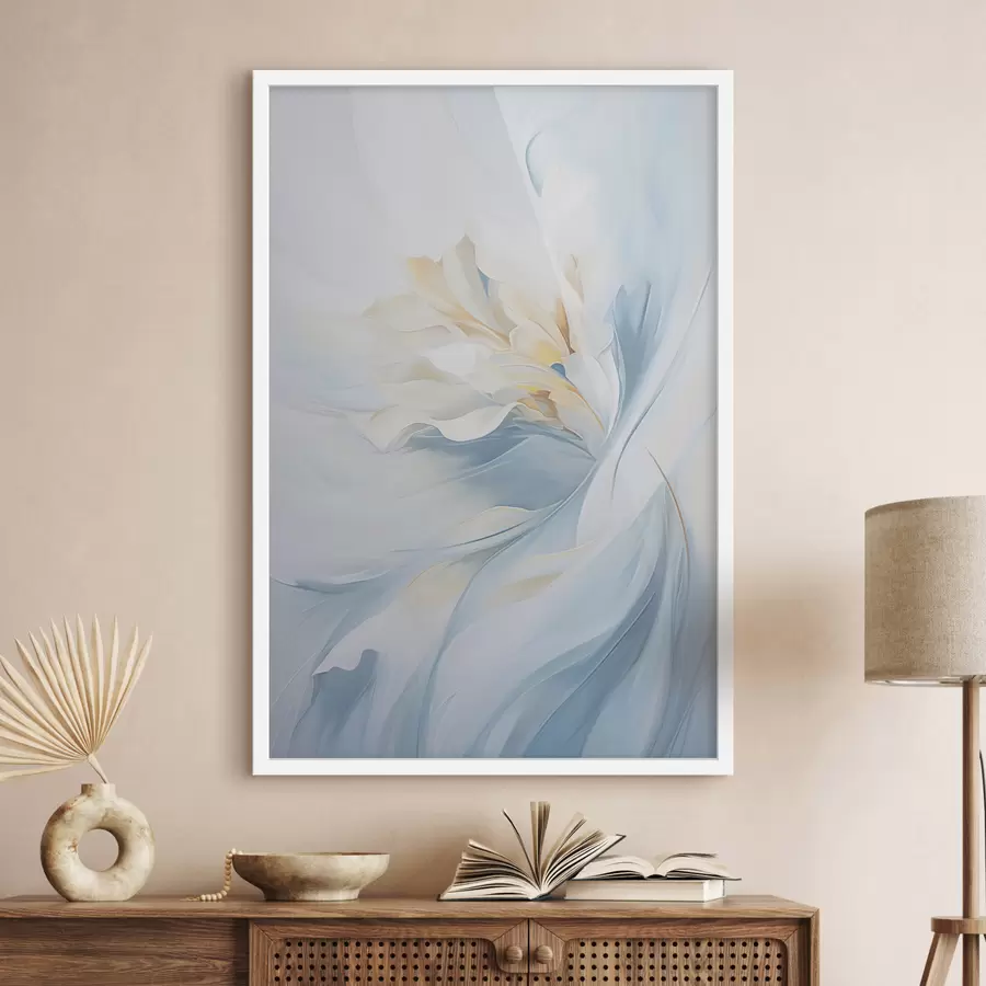 Fototapeta Abstrakcyjne, delikatne, półprzezroczyste płatki wirujące do wewnątrz przy delikatnym oświetleniu i malarskiej fakturze. f47436