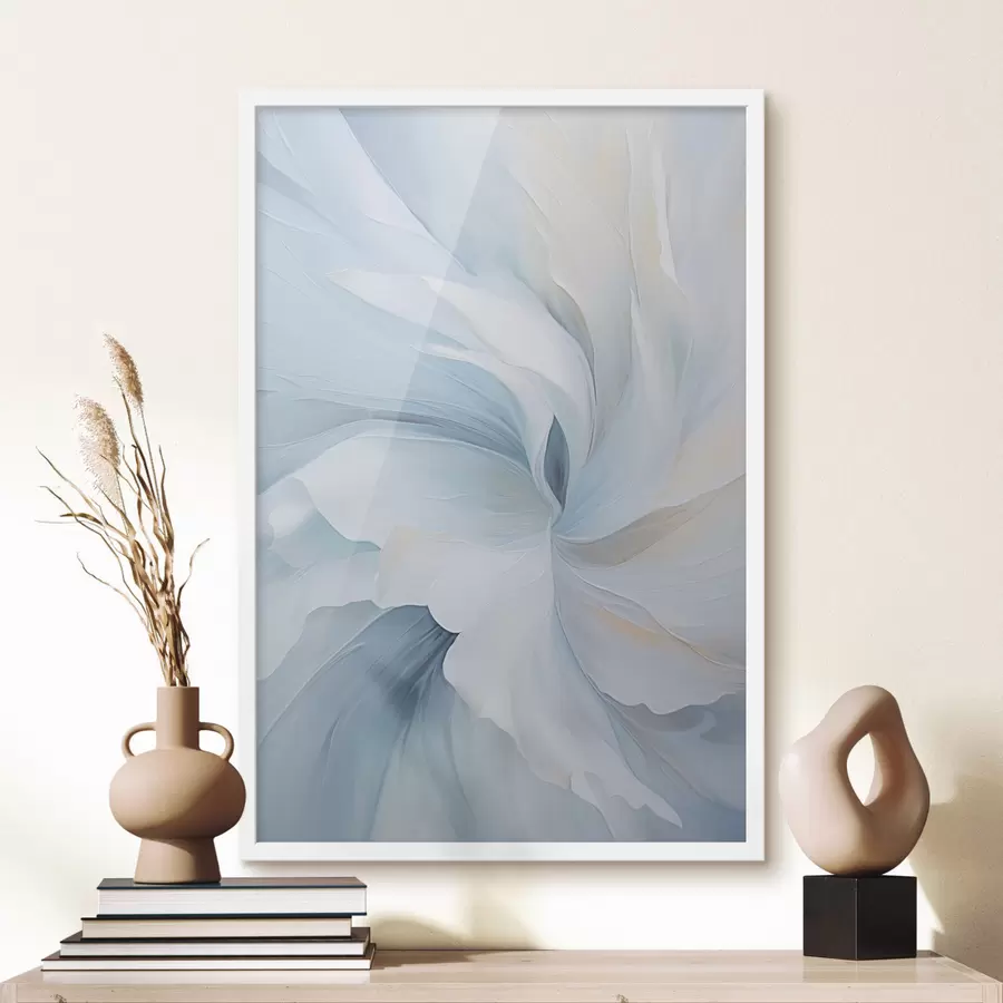 Fototapeta Abstrakcyjne, delikatne, półprzezroczyste płatki wirujące do wewnątrz przy delikatnym oświetleniu i malarskiej fakturze. f47437