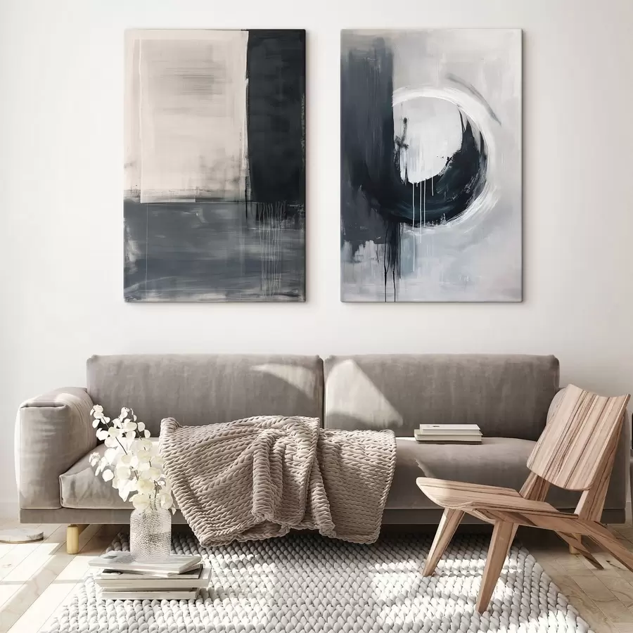 Obraz Abstrakcyjna kompozycja w odcieniach czerni i bieli m01217